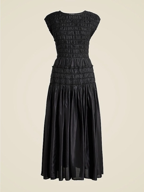 J. Crew Dresses & Skirts - NWT! J.CREW "Maude" Black Smocked Midi Dress, sz M